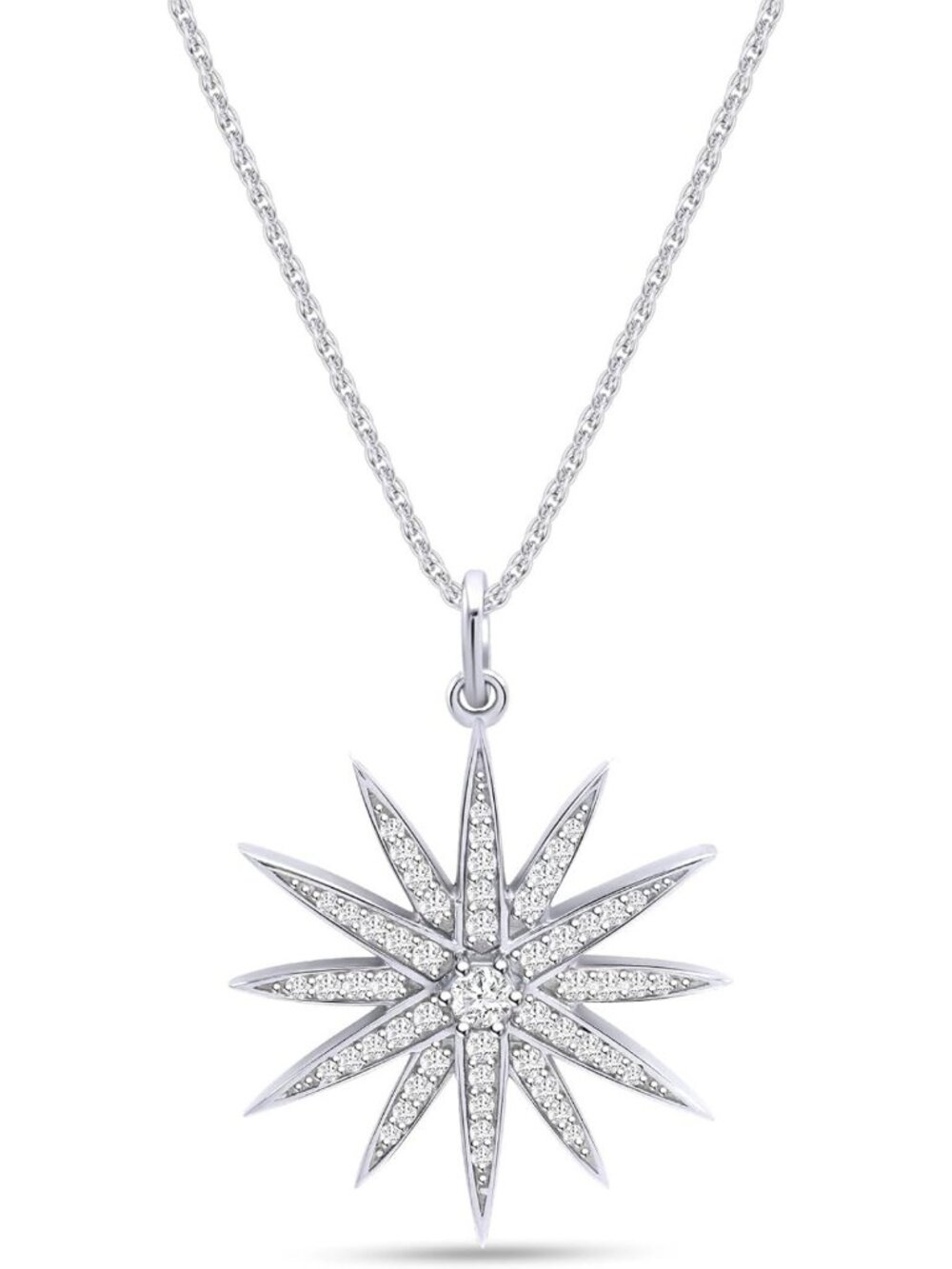 Stunning Starburst Pendant Necklace 18" Chain, 0.40 Cttw, Perfect Gift for Women